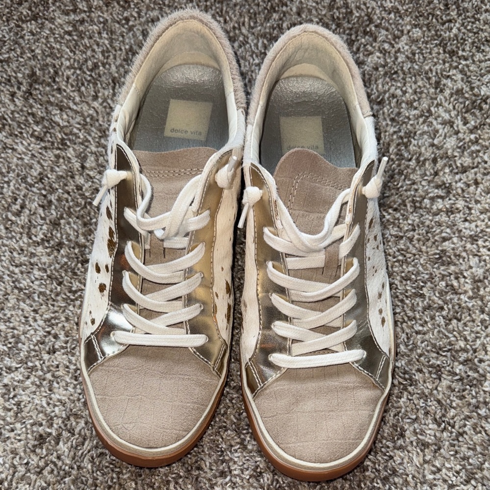 Dolce Vita Metallic and White Sneakers